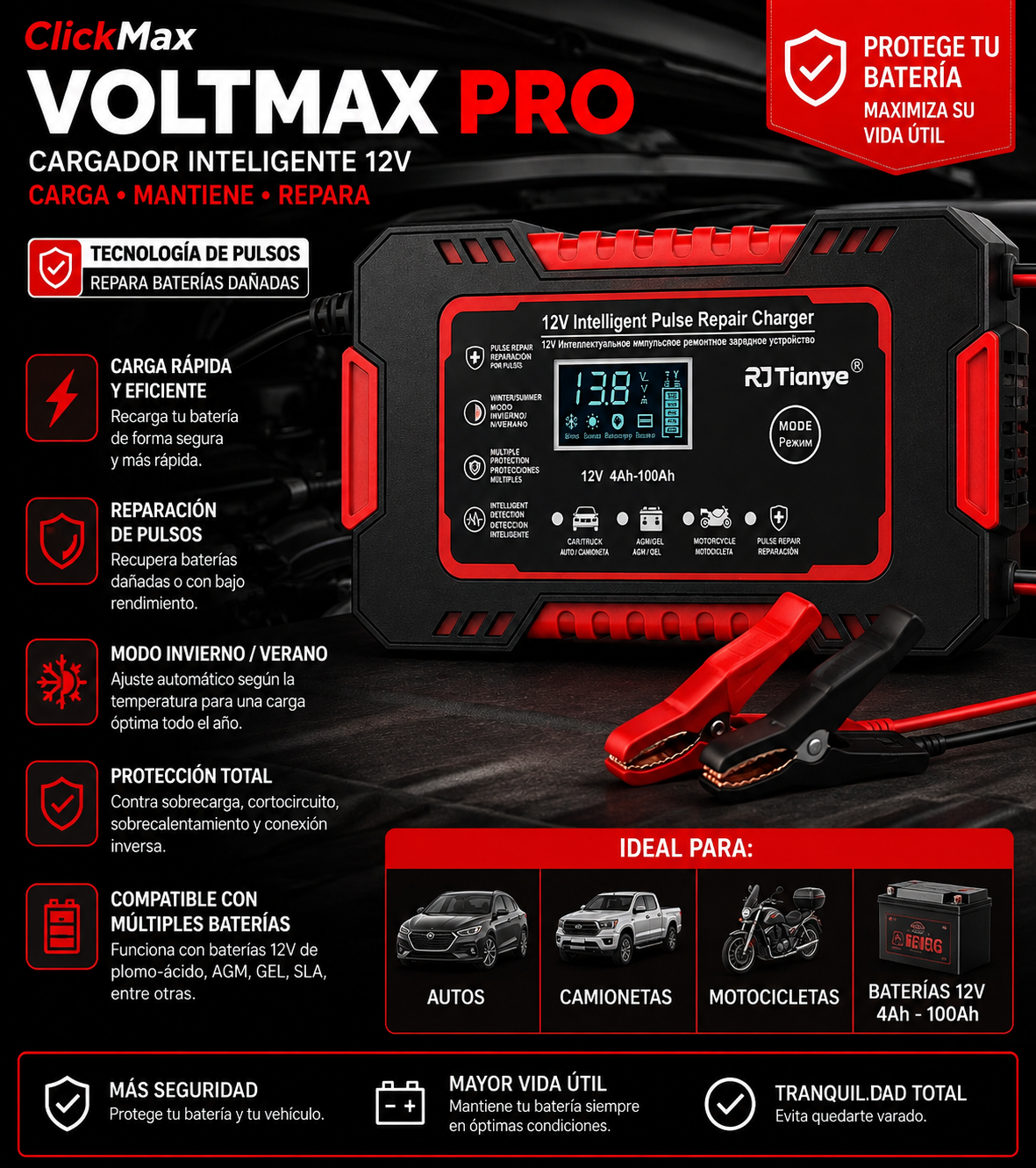 VoltMax Pro™|CARGADOR REPARADOR DE BATERIAS PARA AUTO