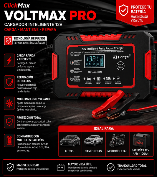 VoltMax Pro™|CARGADOR REPARADOR DE BATERIAS PARA AUTO